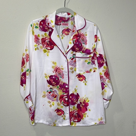 Kate Spade New York Charmeuse Notch Collar Short Pajama Set - Picture 2 of 11